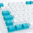 Ducky Keycap Set, PBT, ISO (DE) - wei&szlig;/blau image number null