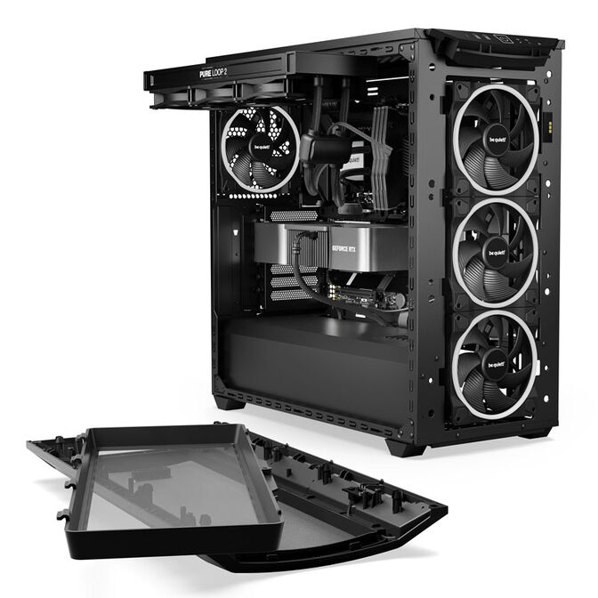 be quiet! Shadow Base 800 FX PC Case, Mid Tower, E-ATX, RGB, Tempered Glass - black image number 5