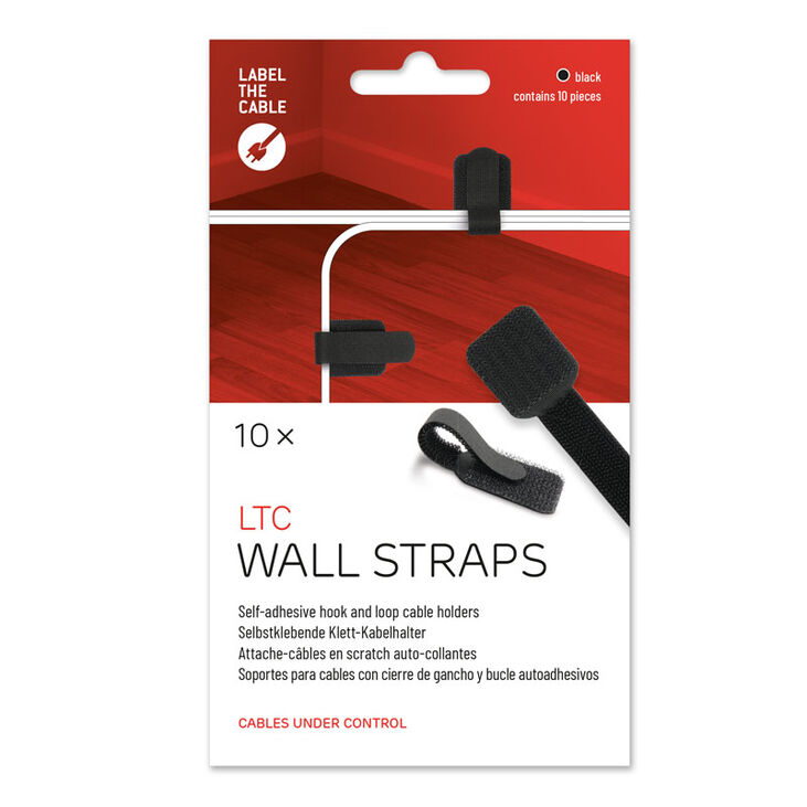 LABEL THE CABLE Wall Klettkabelhalter 10er Set - schwarz image number 0