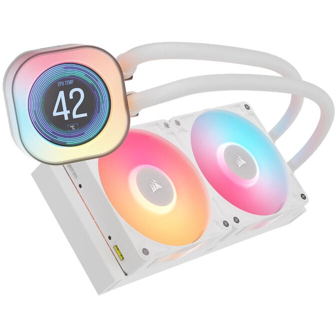 Corsair iCUE LINK Titan 240 RX LCD Komplett-Wasserk&uuml;hlung, RGB - 240mm, wei&szlig; image number 1