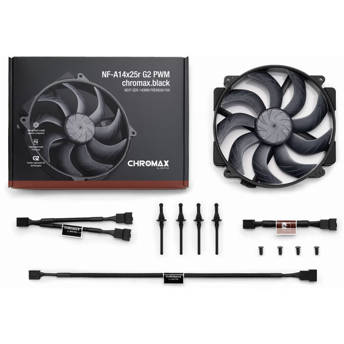 Noctua NF-A14X25r G2 PWM chromax.black L&uuml;fter, LCP - schwarz, 140mm image number 7