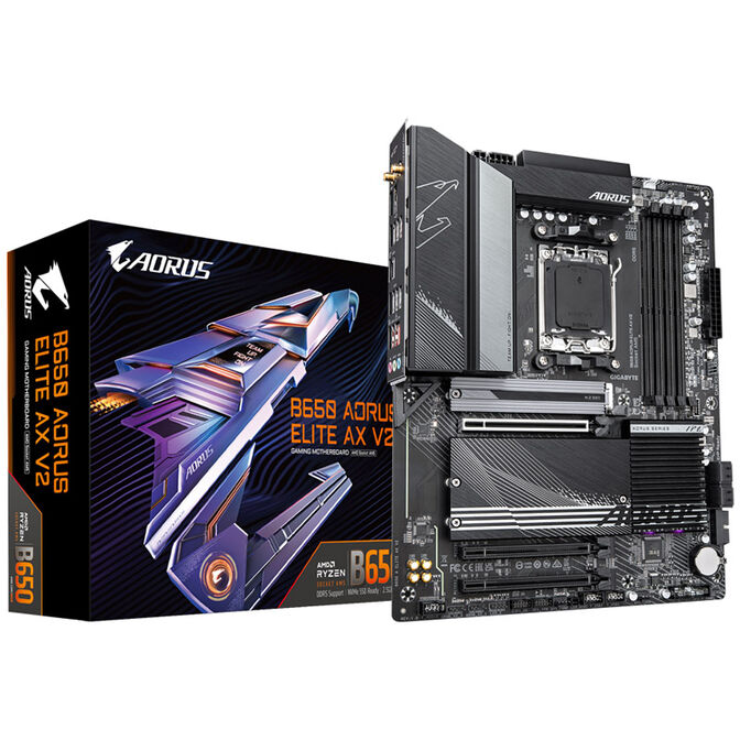 GIGABYTE B650 Aorus Elite AX V2 Mainboard, Sockel AM5,  AMD B650, ATX, DDR5 image number 0