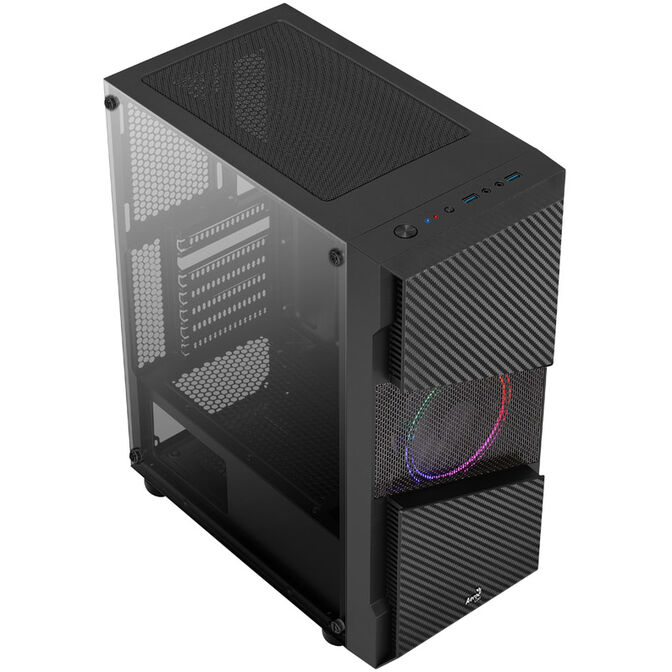 Aerocool Menace Saturn FRGB Mid Tower, Tempered Glass - Black image number 1