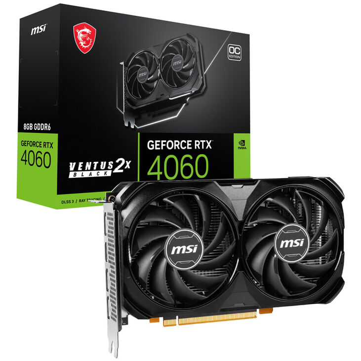 MSI GeForce RTX 4060 Ventus 2X Black 8G OC, 8192 MB GDDR6 image number 0
