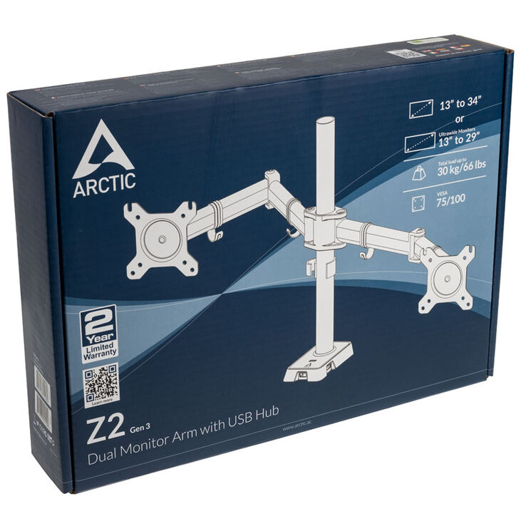 Arctic Dual Monitorhalterung Z2 (Gen. 3) mit USB-Hub - schwarz image number 7