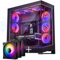 PHANTEKS NV-Series NV9 MK2 PC case, EATX, DRGB, Tempered Glass - black + M25 Gen2 PWM D-RGB fan 3-pack - Reverse Blade, 140mm, black + DRG