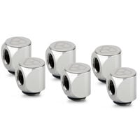 Thermal Grizzly DeltaMate Rotary Fitting - 90 Grad, Gloss Nickel, 6er-Pack