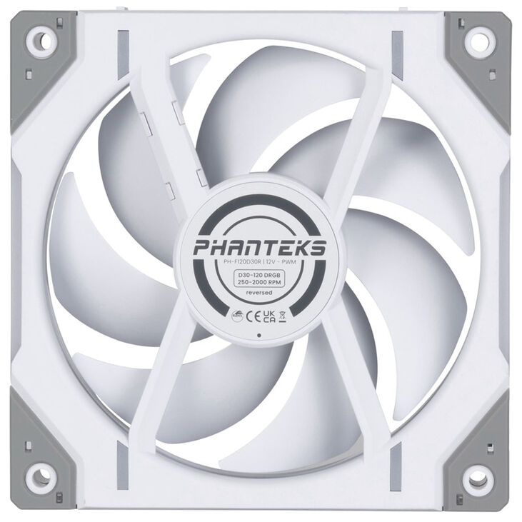 PHANTEKS D30 PWM Reverse Airflow D-RGB fan, Triple Pack - 120mm, white image number 4
