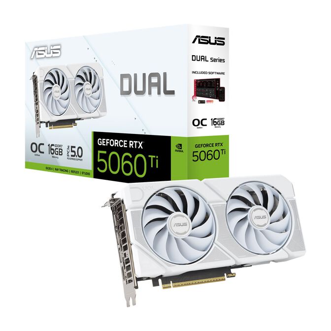 ASUS Dual GeForce RTX 5060 Ti White OC Edition, 16384 MB GDDR7 image number 0