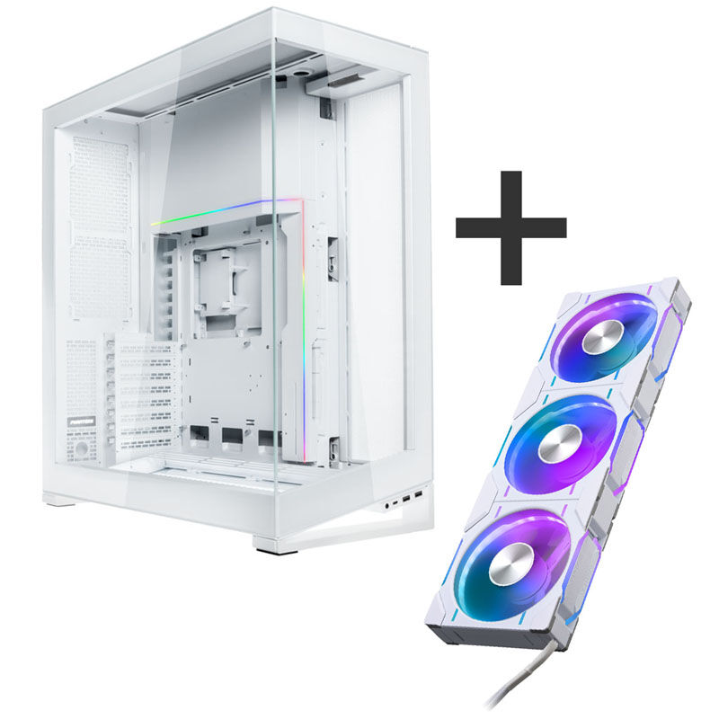 PHANTEKS NV7 - weiß + D30 PWM Reverse Airflow D-RGB Lüfter, 3er Pack - 120mm