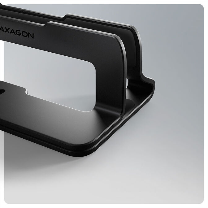 AXAGON STND-VB Vertikaler Laptop-St&auml;nder, einstellbare Breite, Aluminium - schwarz image number 1