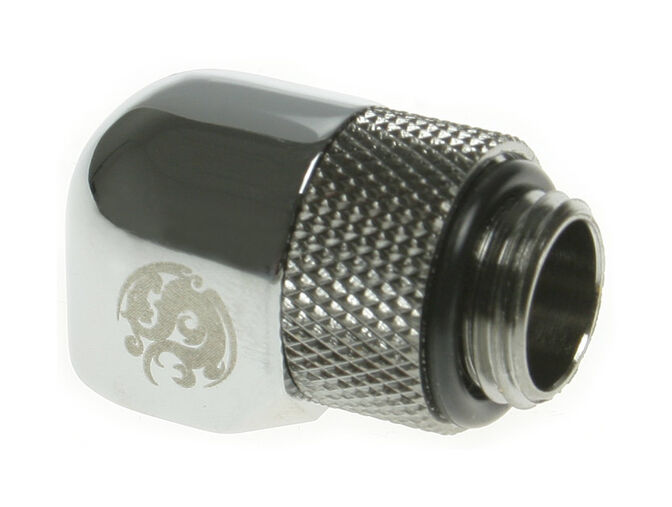 Bitspower Adapter 90 Grad G1/4 Zoll AG auf G1/4 Zoll IG - drehbar, silber gl&auml;nzend image number 0