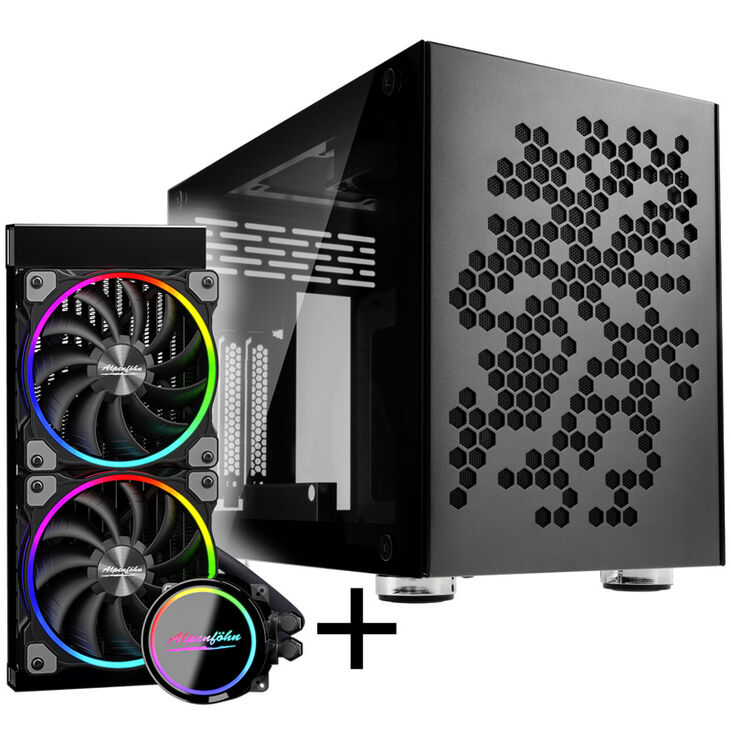 Kolink Rocket Heavy Mini-ITX Case - Gunmetal Grey + Alpenföhn Gletscherwasser 240 High Speed Bundle image number 0