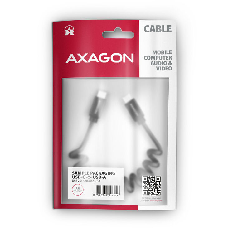 AXAGON BUCM-CM10TB Twister Cable, USB-C to USB-C 2.0, black - 0.6m image number 3