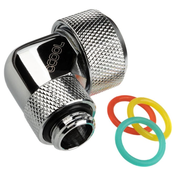 Alphacool Eiszapfen Anschluss 90 Grad G1/4 Zoll AG auf 16mm AD Hardtube - drehbar, silber gl&auml;nzend image number 1