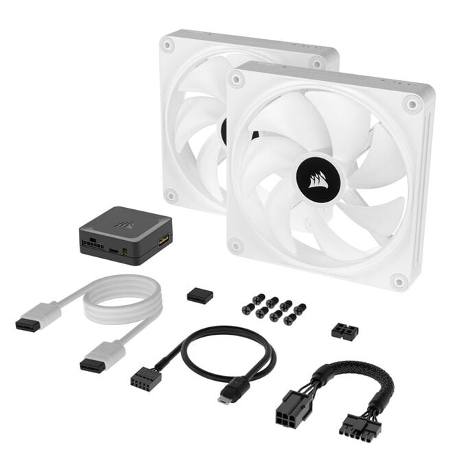 Corsair iCUE LINK QX140 RGB Series, PWM fan, 2-pack including RGB controller - 140mm, white, starter image number 9