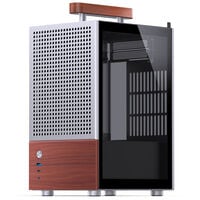 Jonsbo T6 PC Geh&auml;use, Mini-Tower, Mini-ITX, Tempered Glass, Holz - silber