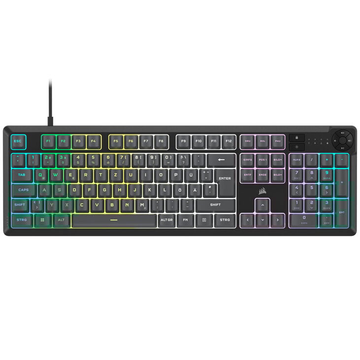 Corsair Gaming K55 Core RGB Gaming Tastatur, Full-Size (100%), Rubber Dome – grau, ISO (DE) image number 2