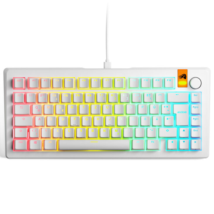 Glorious GMMK 3 HE 75% Custom Gaming Keyboard - Pre-Built, ISO (DE), Fox HE Switches, White image number 1