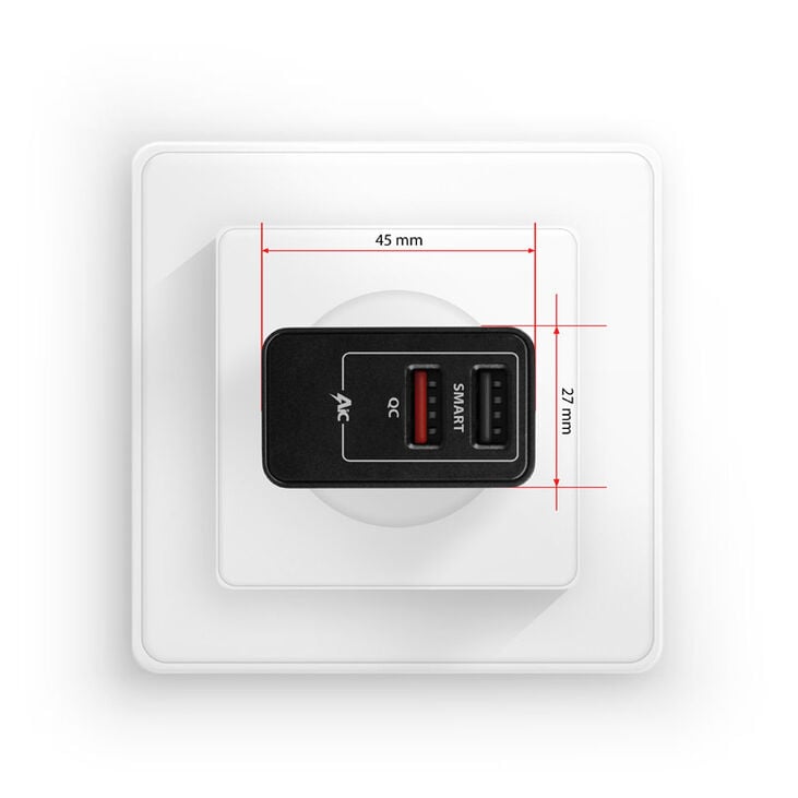 AXAGON ACU-QS24 Charger, 2x USB-A, QC3.0/Smart 5V 1.2A, 24W - black image number 4