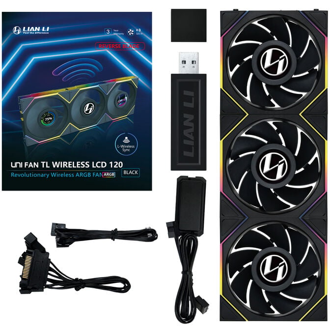 Lian Li UNI FAN TL-LCD Wireless Reverse Blade L&uuml;fter, 3er-Pack inkl. Controller - 120mm, schwarz image number 11