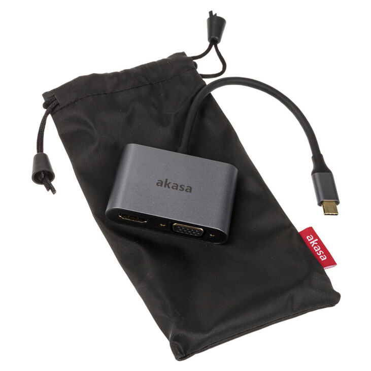Akasa USB Typ C 2-In-1 Display-Adapter - silber image number 3