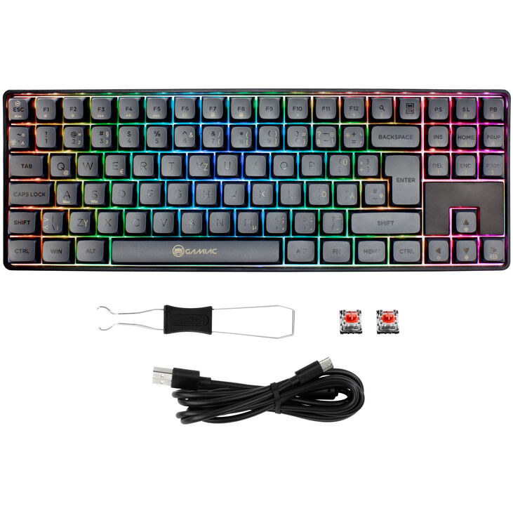 GAMIAC TKL90G Gaming Keyboard, Kailh Red Switches, RGB - black/grey image number 6