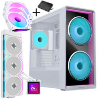 Lian Li LANCOOL 217 INF PC Case Bundle + HydroShift II LCD-S 360TL AIO + 3x UNI FAN SL-INF 120 Reverse Blade Fans - white
