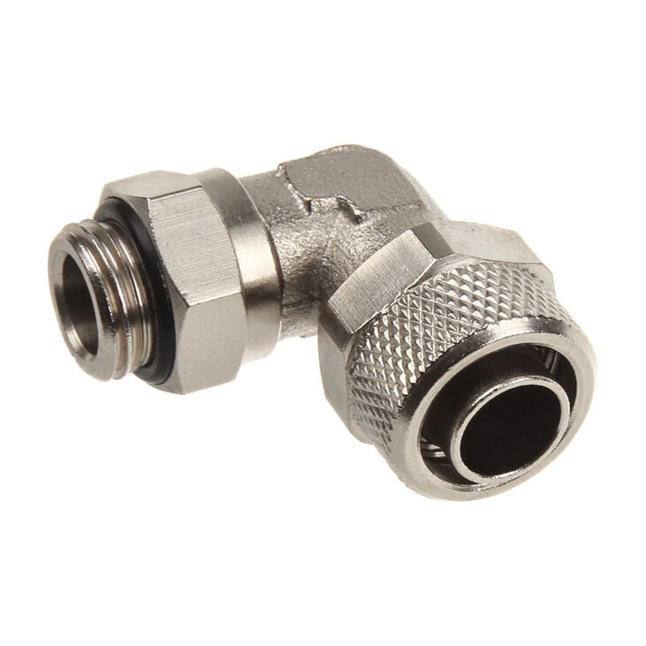 Connection 90 degrees G1/4 inch to 13/10mm - silver glossy image number 0