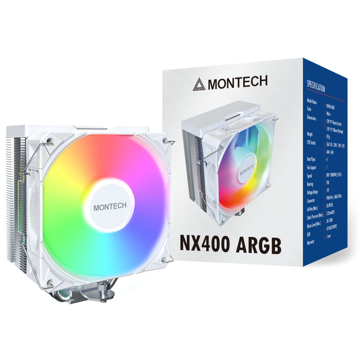 Montech NX400 White CPU-Kühler, ARGB - 120mm, weiß image number 6