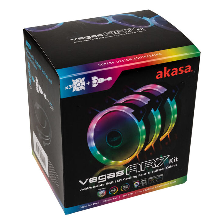 Akasa Vegas AR7 ARGB Lüfter Triple Kit - 120mm image number 7