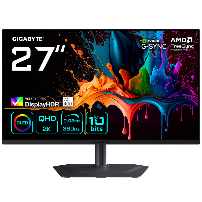 GIGABYTE MO27Q3, 27 Zoll QHD Gaming-Monitor, 360Hz, QD-OLED-Panel, FreeSync Premium Pro