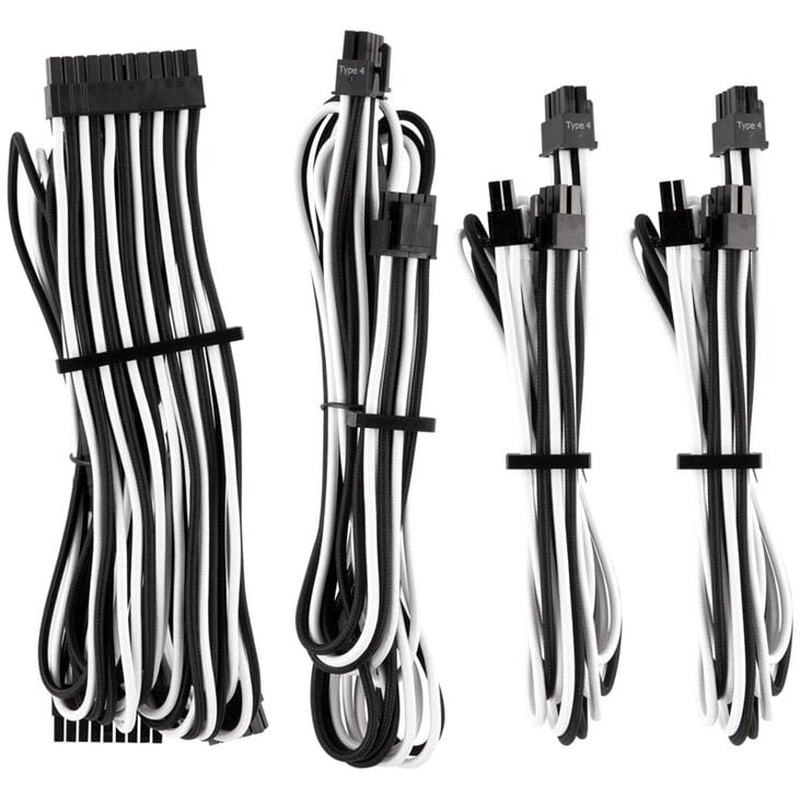Corsair Premium Sleeved Kabel-Set (Gen 4) - weiß/schwarz image number 0
