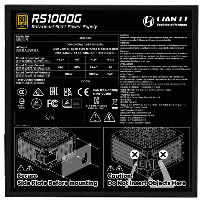 Lian Li RS Series 80 PLUS Gold Netzteil, ATX 3.1, modular - 1.000 Watt, schwarz image number 4