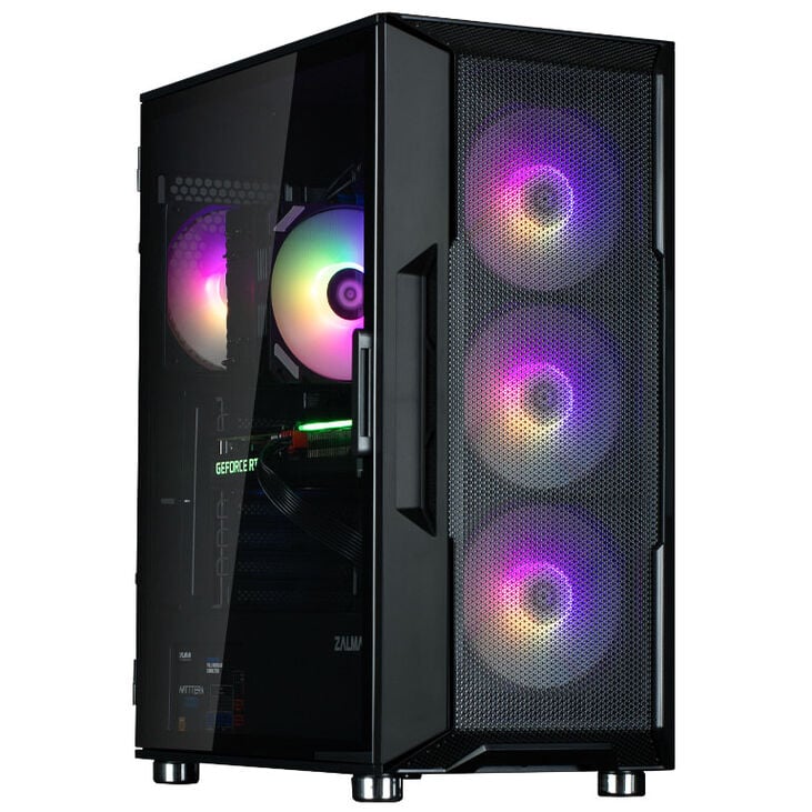 Zalman i3 Neo PC-Gehäuse, Midi-Tower, ATX, RGB, Tempered Glass - schwarz image number 2