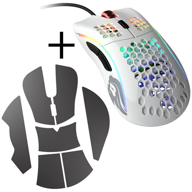 Glorious Model D Gaming Mouse - white, glossy + Grip Tape - black image number 0