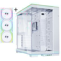 Lian Li O11D EVO RGB, Tempered Glass - wei&szlig; + UNI FAN SL Wireless ARGB PWM L&uuml;fter, 3er-Pack inkl. Controller - 120mm