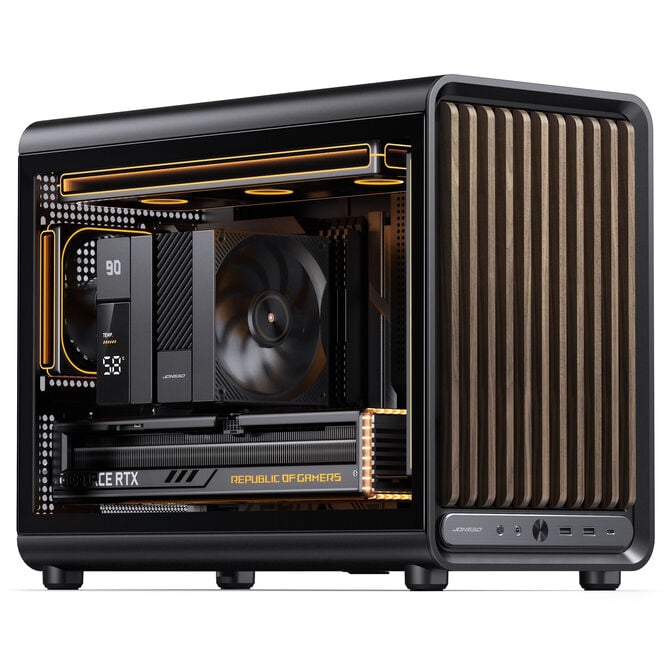 Jonsbo D33 Wood PC Case, Mini Case, mATX, Tempered Glass - Black, Wood image number 2