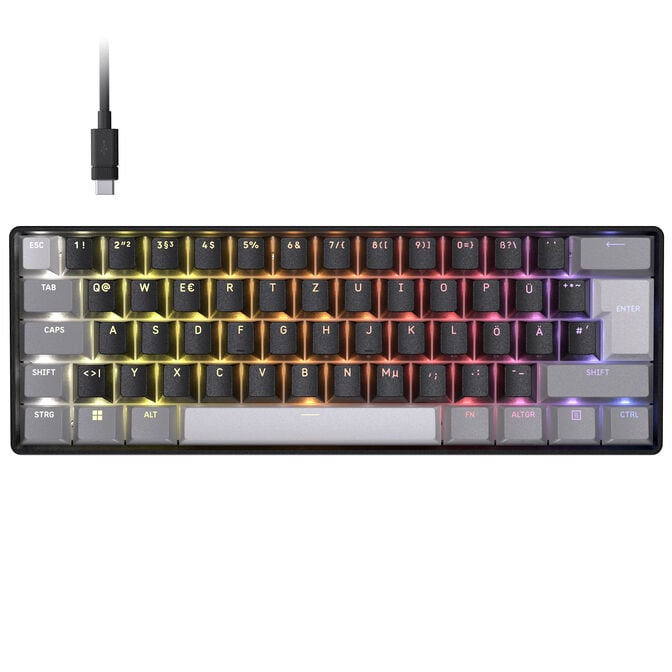 Corsair CLIPPER PRO MINI 60 Hall Effect Gaming Keyboard, Backlit RGB LED, CORSAIR MGX Core, Black PBT DS Keycaps image number 0