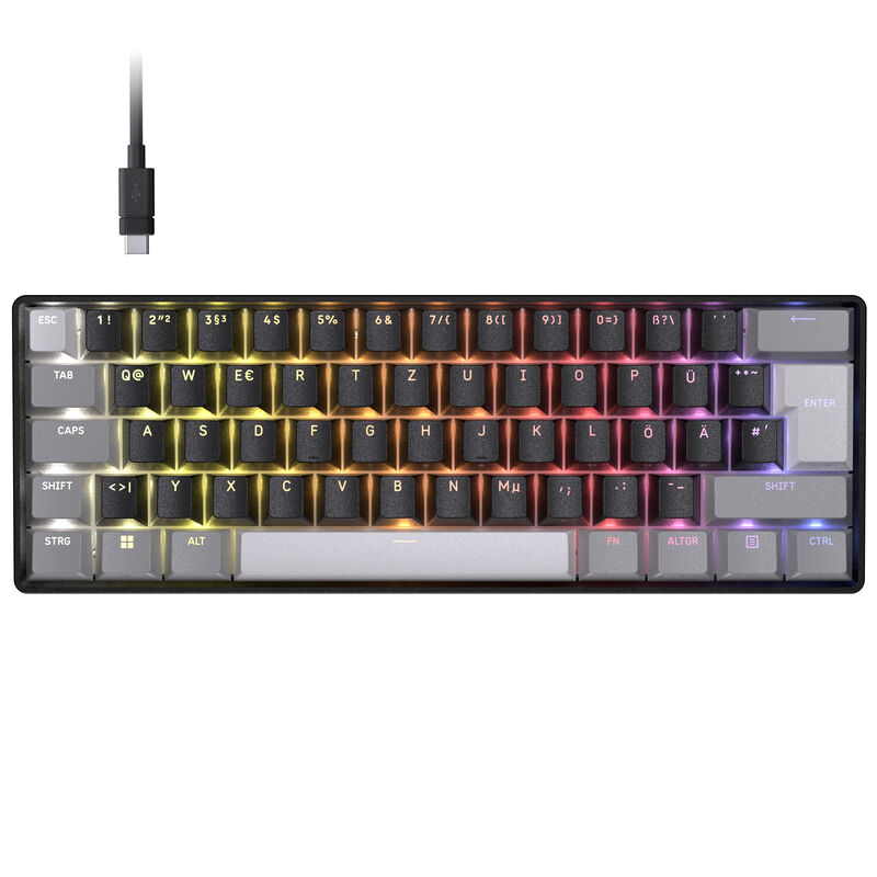 Corsair CLIPPER PRO MINI 60 Gaming-Tastatur, Hall-Effekt, 8.000Hz, RGB - schwarz, ISO (DE)