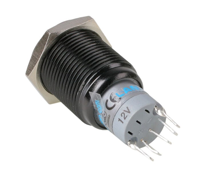 Lamptron Vandal Resistant Switch 16mm - Blackline - blue image number 1