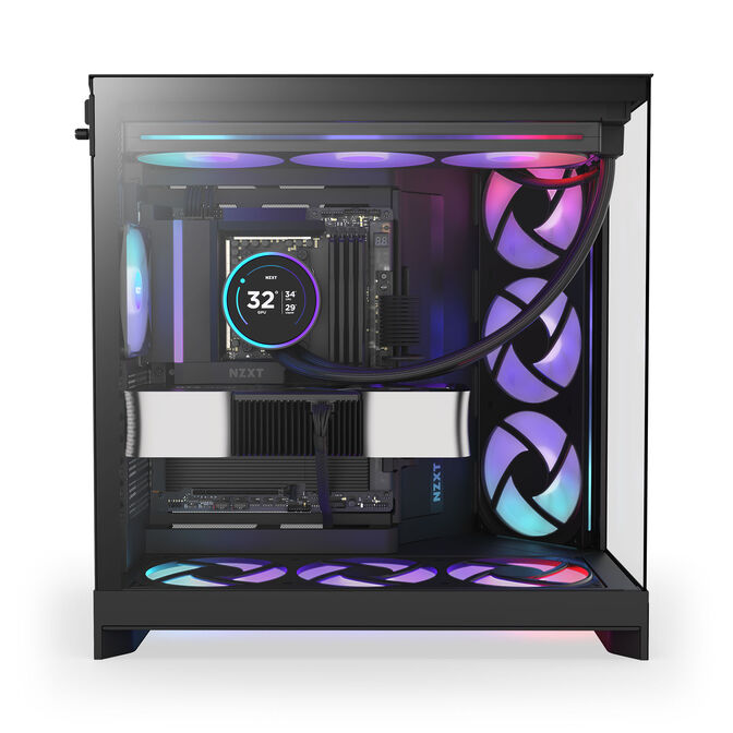 NZXT H9 Flow RGB PC-Geh&auml;use, Midi-Tower, E-ATX, Tempered Glass - schwarz image number 3