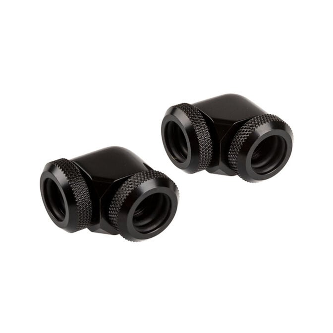Corsair Hydro X Series XF Hardline Adapter 90 Degree 12mm OD to 12mm OD Hardtube - 2 Pack, Black image number 0