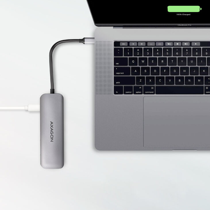 AXAGON HMC-5 USB-C-Hub, 2x USB-A, HDMI, 2x USB-C 3.2 Gen 1, 1x SD, 1x microSD, silber image number 3