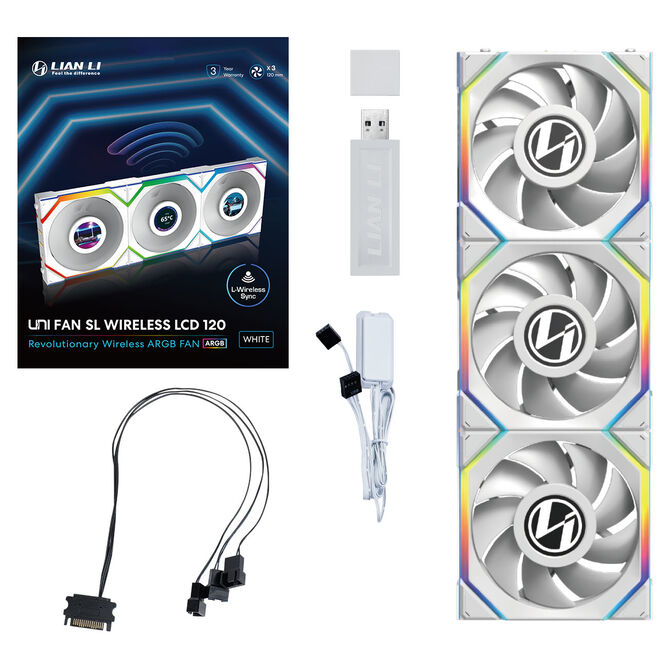 Lian Li UNI FAN SL Wireless LCD Fan, ARGB, PWM, 3-Pack incl. Controller - 120 mm, white image number 13