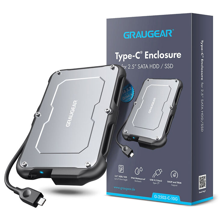Graugear Ext Gehäuse f. 2,5" SSD/HDD USB-C3.2 Gen2 image number 2