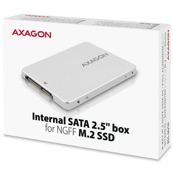 AXAGON RSS-M2SD enclosure for M.2 SATA SSDs up to 2280 - Aluminium, silver image number 7
