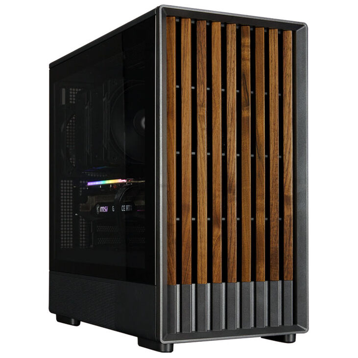 Zalman P10 Namu PC Case, Mini-Tower, mATX, Tempered Glass - black, wood image number 1