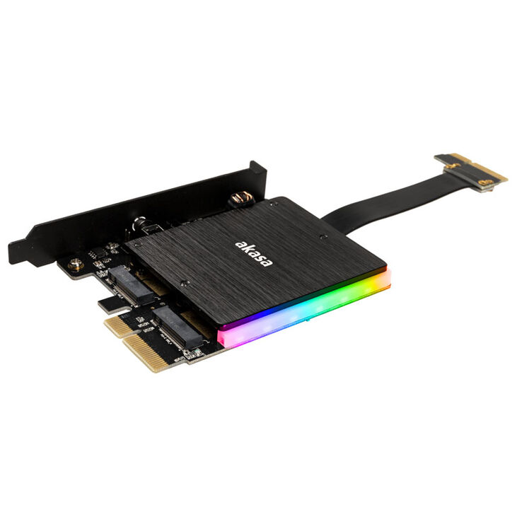 Akasa Dual M.2 PCI-E RGB LED Adapter Karte image number 1