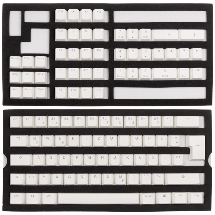 Ducky PBT Double-Shot Keycap Set, DE Layout - white image number 1